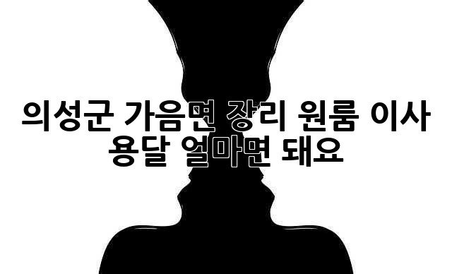 의성군 가음면 장리 원룸 이사 용달, 얼마면 돼요?